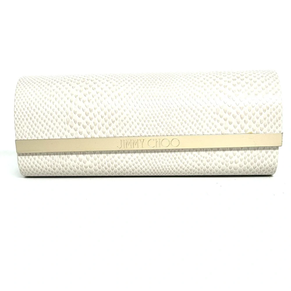 JIMMY CHOO Beige Snakeskin Authentic‎ Eyeglasses Sunglasses Case W/CLOTH H18998